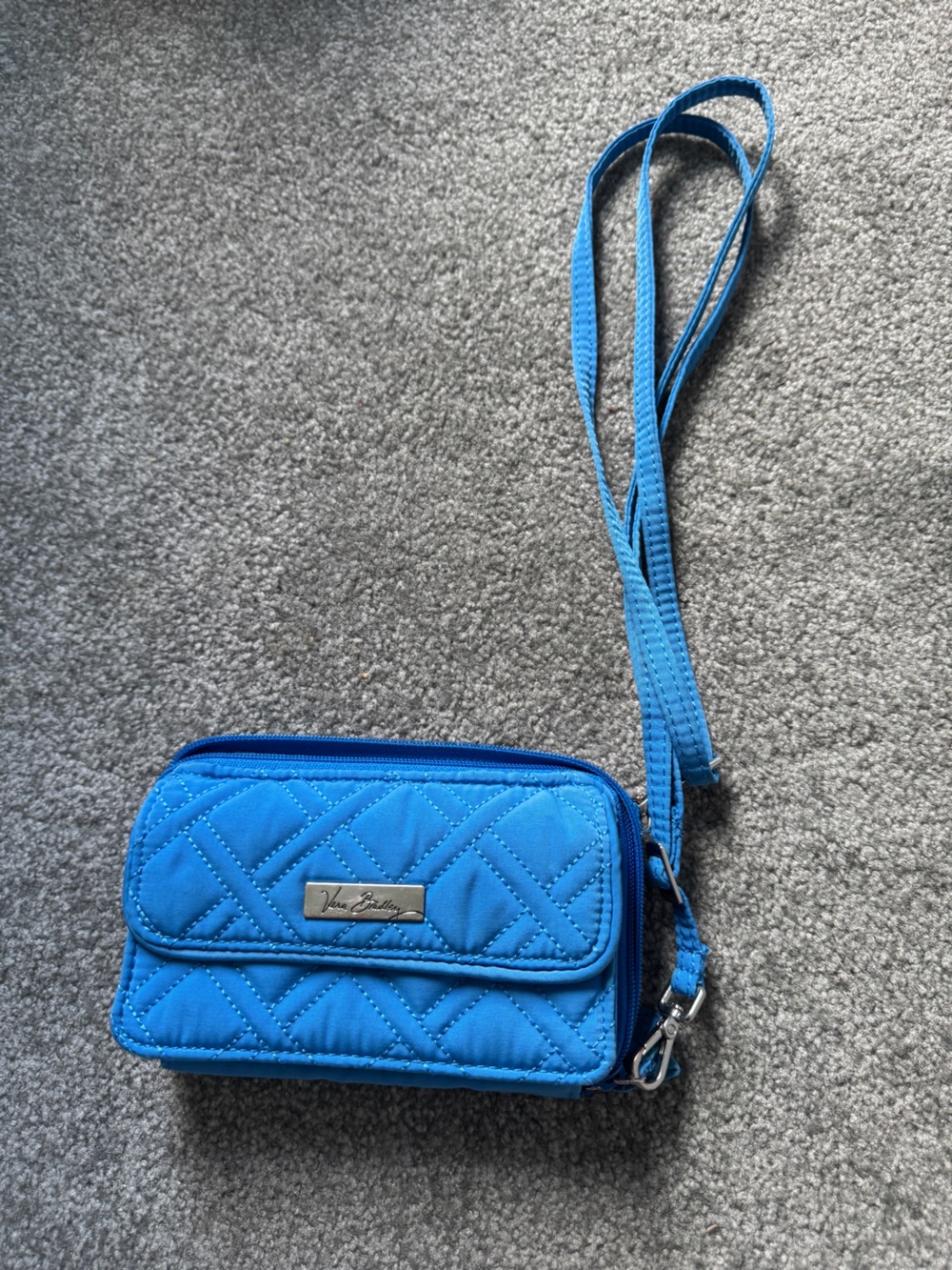 Vera Bradley Bright Blue Quilted Crossbody Wallet